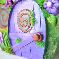 Handmade purple Fairy house tissue box cover