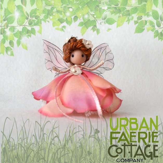 Pastel fairy doll, mini Pink flower fairy, handmade doll, Flower