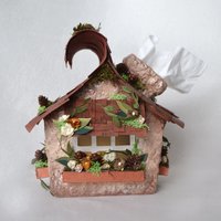 Whimsical Rustic Fairy house tissue box cover