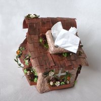 Whimsical Rustic Fairy house tissue box cover