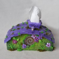 Purple fairy house Tissue Box Cover 