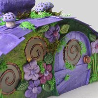 Purple fairy house Tissue Box Cover 