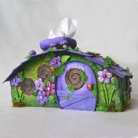 Purple fairy house Tissue Box Cover 
