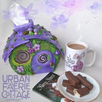 Handmade purple Fairy house tissue box cover