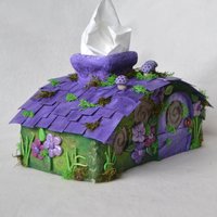 Purple fairy house Tissue Box Cover 