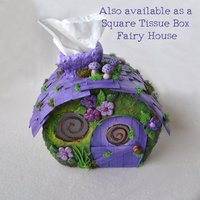 Purple fairy house Tissue Box Cover 