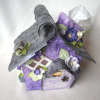 Rustic Purple Fairy House Tissue Box Cover