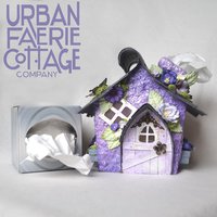 Rustic Purple Fairy House Tissue Box Cover