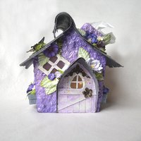 Rustic Purple Fairy House Tissue Box Cover