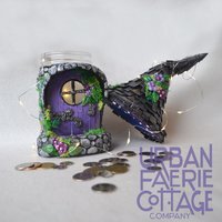 Purple fairy house Piggy Bank