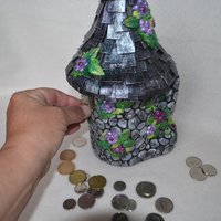 Purple fairy house Piggy Bank
