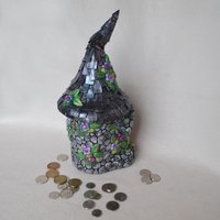 Purple fairy house Piggy Bank