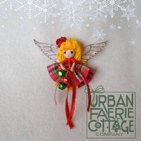 Red Plaid Christmas Fairy Ornament