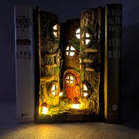 3 tree Fairy House Light up book nook