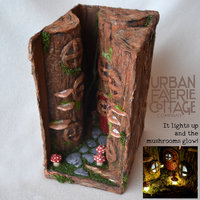 3 tree Fairy House Light up book nook