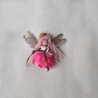 2.5" Pink acorn Autumn flower fairy doll