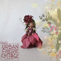 3" Burgundy Christmas flower Fairy Doll