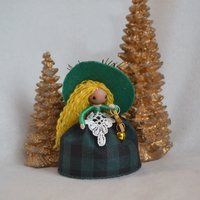 Green Buffalo Plaid Christmas Witch doll