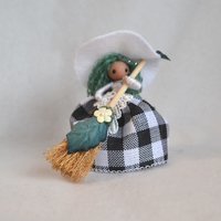 White Buffalo Plaid Wee Kitchen Witch