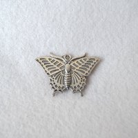 Butterfly pendant - Zebra, Green and pastel Rainbow Faux stones