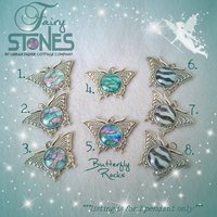 Butterfly pendant - Zebra, Green and pastel Rainbow Faux stones