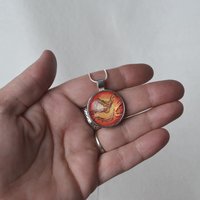 Dragon Fire pendant - red faux stones