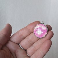 Neck Candy Pink and white pendant- faux stones