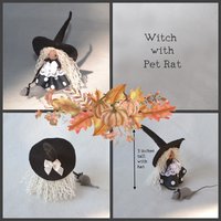 Tiny Kitchen Witch with pet rat