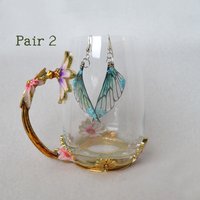 Teal Fairy wing earrings