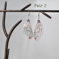 White Fairy wing earrings