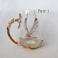 White Fairy wing earrings