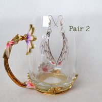 White Fairy wing earrings