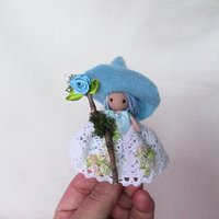 Pastel Lace Tiny kitchen witch doll