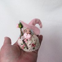 Pastel Lace Tiny kitchen witch doll