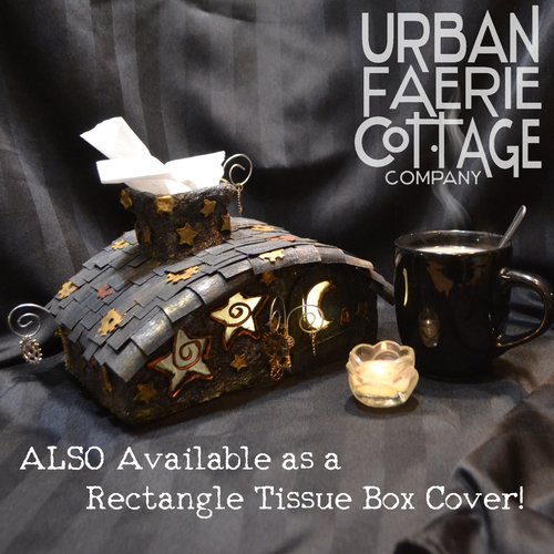 Steampunk Pagan Fairy house tissue box cover