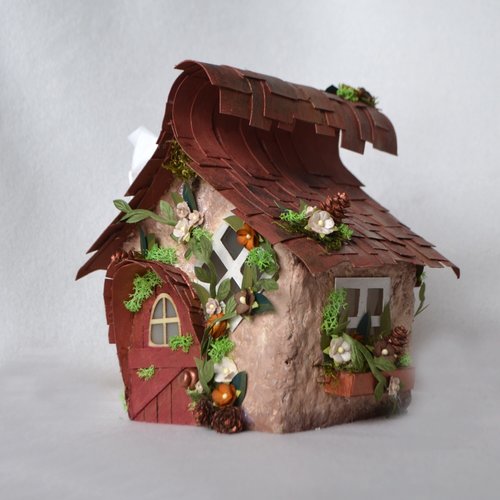 Whimsical Rustic Fairy house tissue box cover