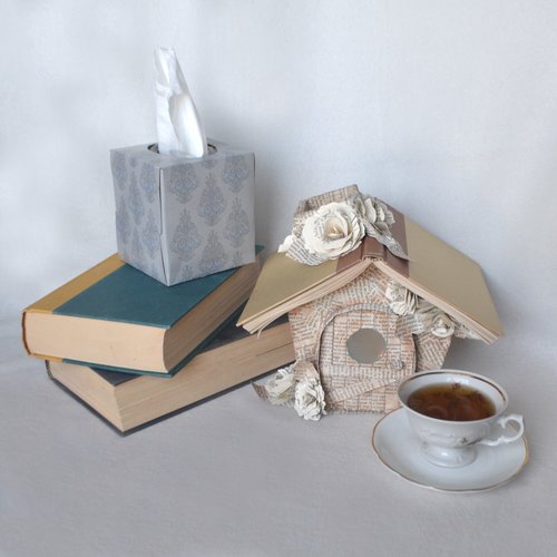 Fairy house Book tissue box cover