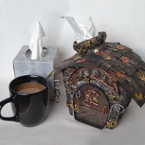 Steampunk Pagan Fairy house tissue box cover