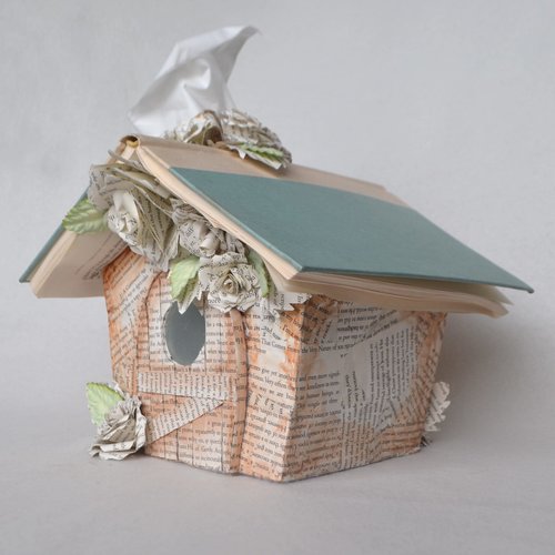book page rose fairy house tissue box cover 