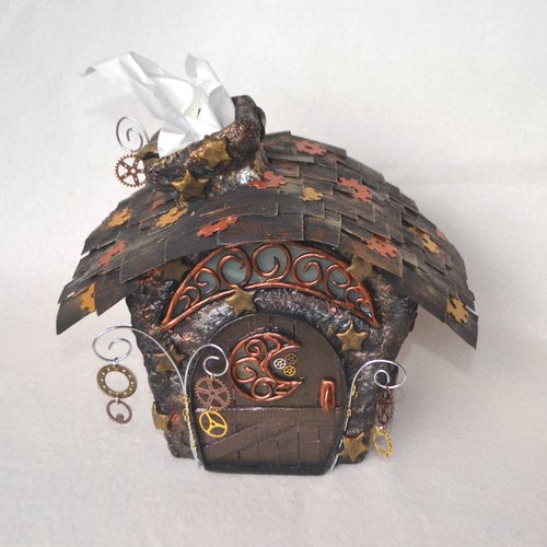 Steampunk Pagan Fairy house tissue box cover