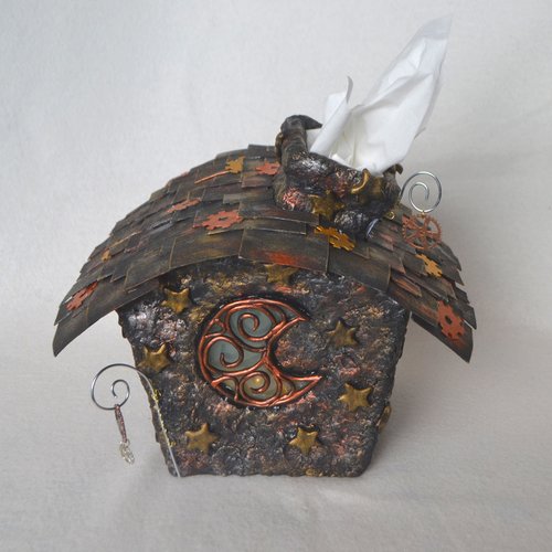 Steampunk Pagan Fairy house tissue box cover