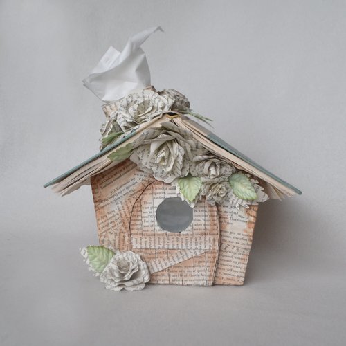 book page rose fairy house tissue box cover 