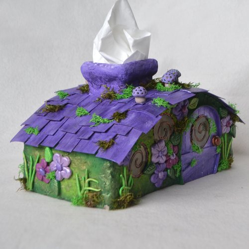 Purple fairy house Tissue Box Cover 