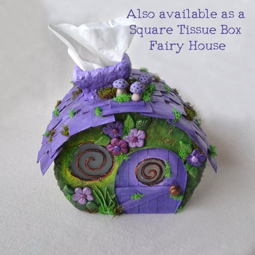 Purple fairy house Tissue Box Cover 