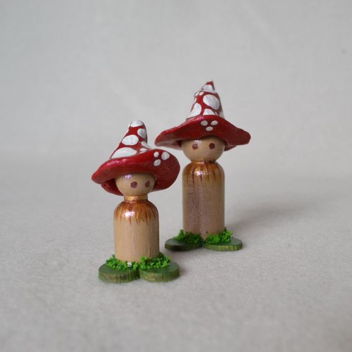 Mini mushroom Peg dolls