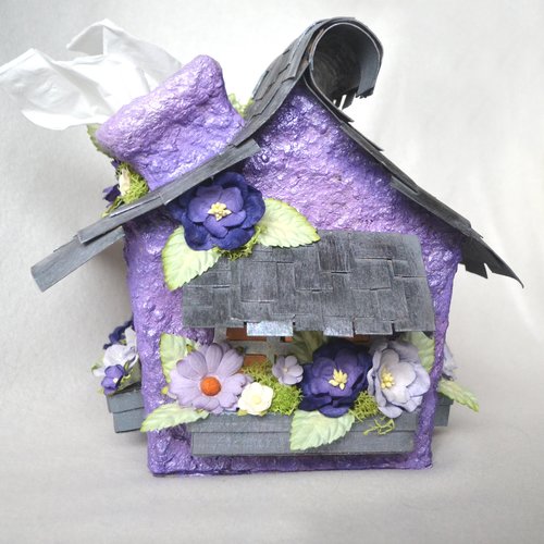 Rustic Purple Fairy House Tissue Box Cover