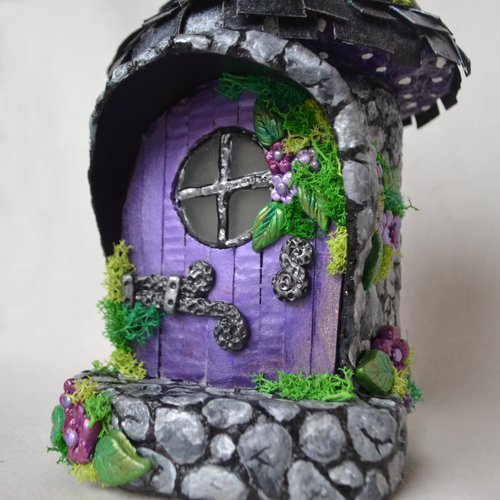 Purple fairy house Piggy Bank