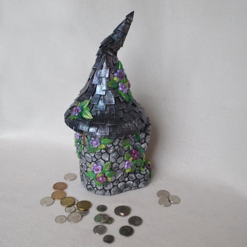 Purple fairy house Piggy Bank