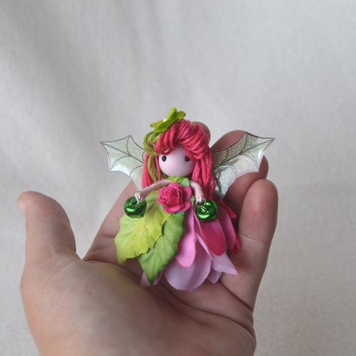 Pink Christmas fairy doll ornament