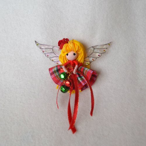 Red Plaid Christmas Fairy Ornament